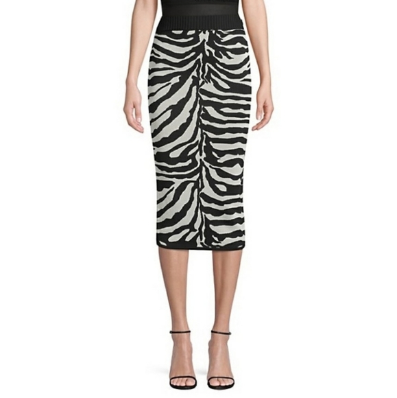 Herve Leger Knitted Zebra Print Pencil Skirt XS NWT - Picture 2 of 8